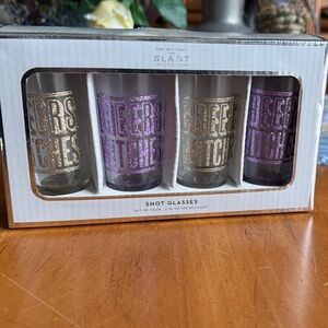 Slant Collections Gold and Purple Shot Glass Set